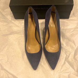 NEW Navy Blue Textured Banana Republic Block Heel Pumps 8.5